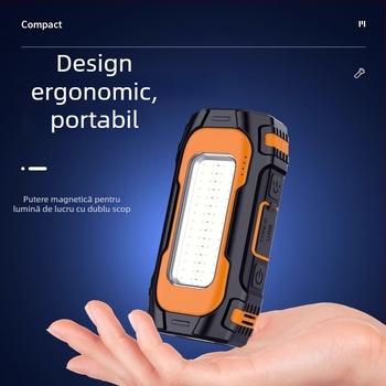 X103 Lumină de lucru portabilă: Dual-Magnet, LED dublu, baterie cu capacitate mare, autonomie 100 de ore, pentru reparații de cort