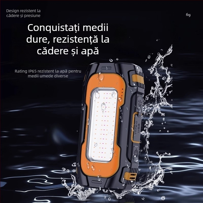 X103 Lumină de lucru portabilă: Dual-Magnet, LED dublu, baterie cu capacitate mare, autonomie 100 de ore, pentru reparații de cort