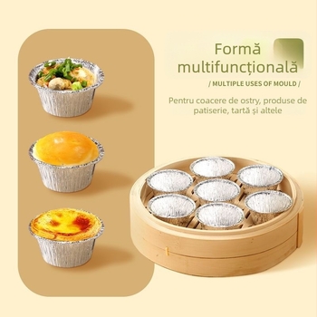 Formă din folie de aluminiu pentru tartă cu ou în air fryer, de calitate alimentară, rezistentă la temperaturi înalte, reutilizabilă
