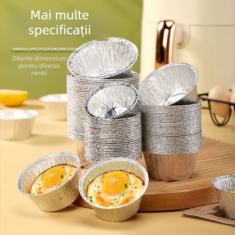 Formă din folie de aluminiu pentru tartă cu ou în air fryer, de calitate alimentară, rezistentă la temperaturi înalte, reutilizabilă