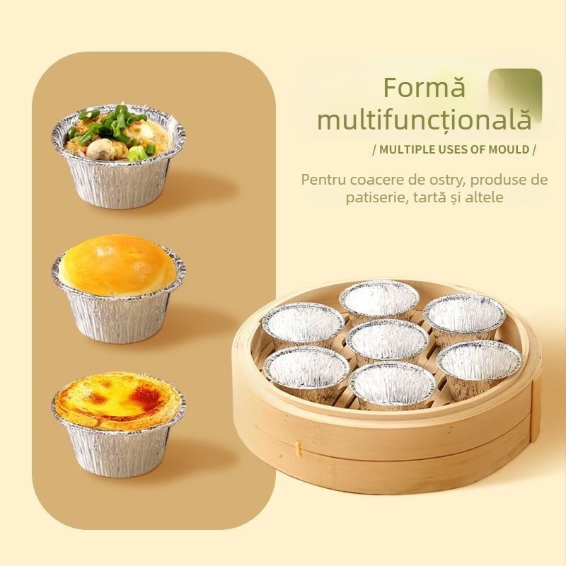 Formă din folie de aluminiu pentru tartă cu ou în air fryer, de calitate alimentară, rezistentă la temperaturi înalte, reutilizabilă