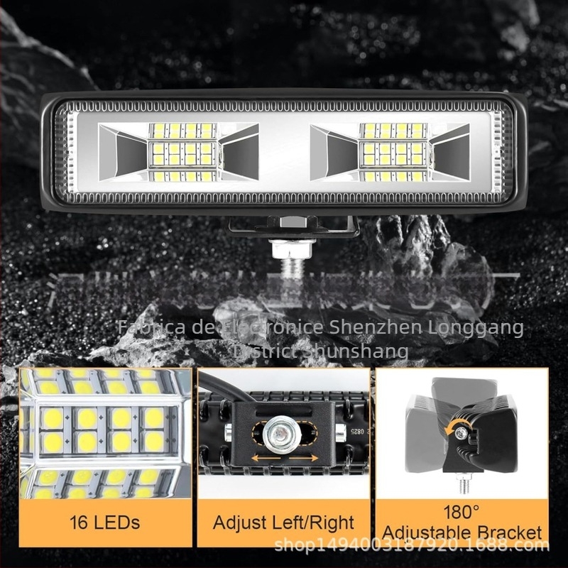 Lumină de lucru pentru mașini și motociclete, 16 LED, 48W, 12-60V, 1000lm, 6500K