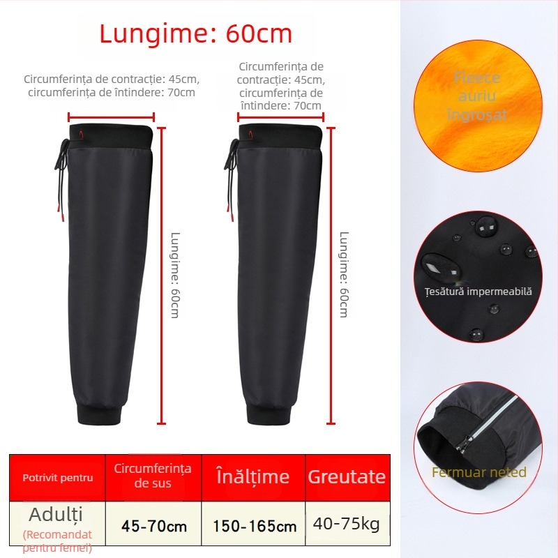 Protecții pentru genunchi de iarnă pentru biciclete electrice/motociclete, cu căptușeală din fleece, impermeabile, rezistente la vânt și cu căptușeală groasă