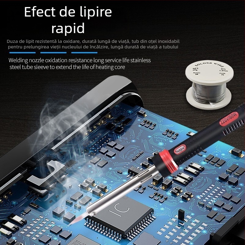 Set fier de lipit electric pentru uz casnic – 220V, mâner din plastic, pentru sudură și întreținere