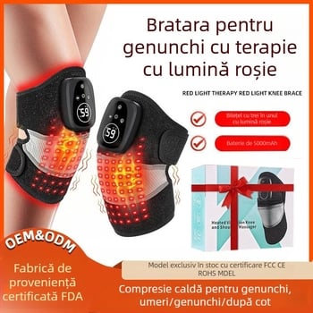 Genunchiere cu masaj încălzire cu lumină roșie, 45–65°C, 7,5 W, DC5V/2A, fără fir
