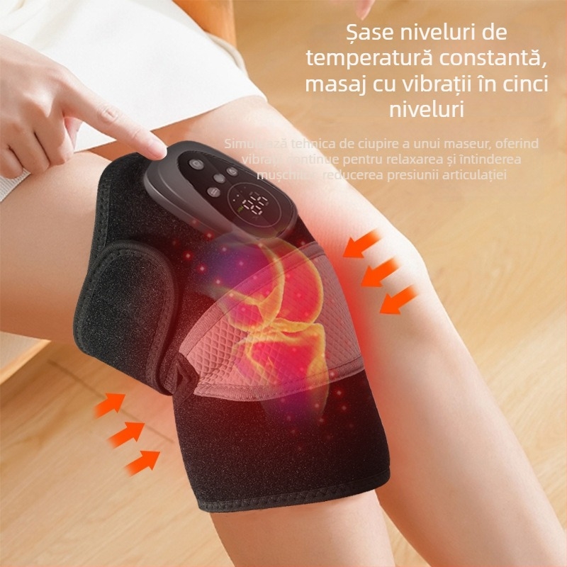 Genunchiere cu masaj încălzire cu lumină roșie, 45–65°C, 7,5 W, DC5V/2A, fără fir