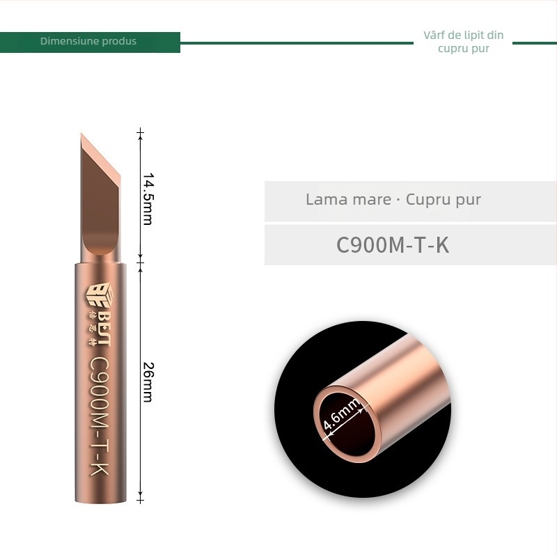 936 Vârf de lipire din cupru pur, încălzire internă, vârf nemagnetic, corn de sudură pentru sudură plastică