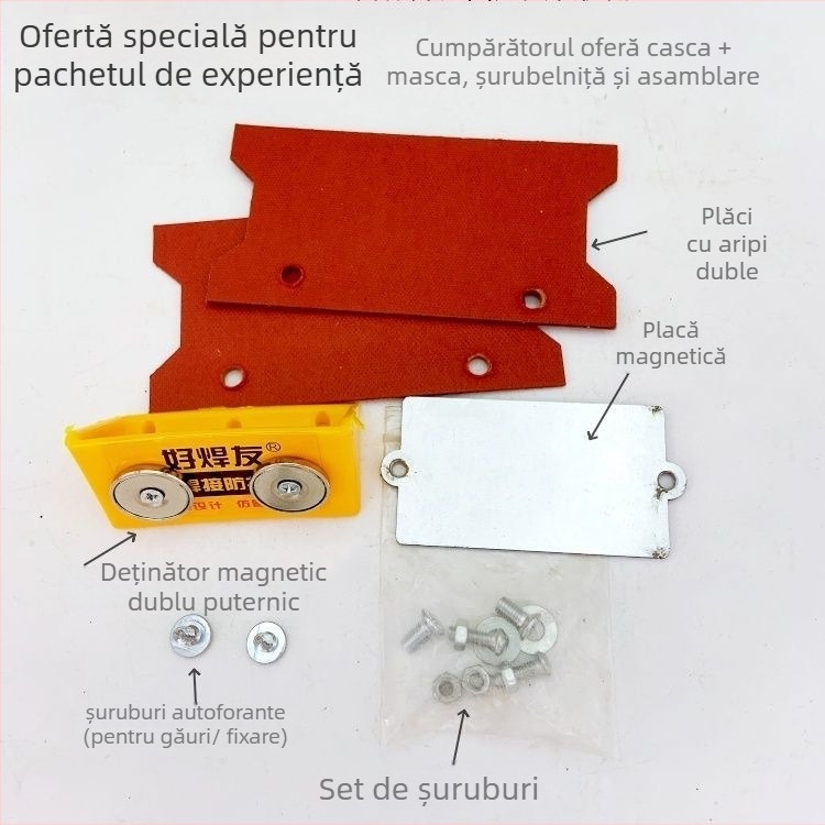 Mască de sudură magnetică cu suport pentru cap și braț rabatabil – accesoriu