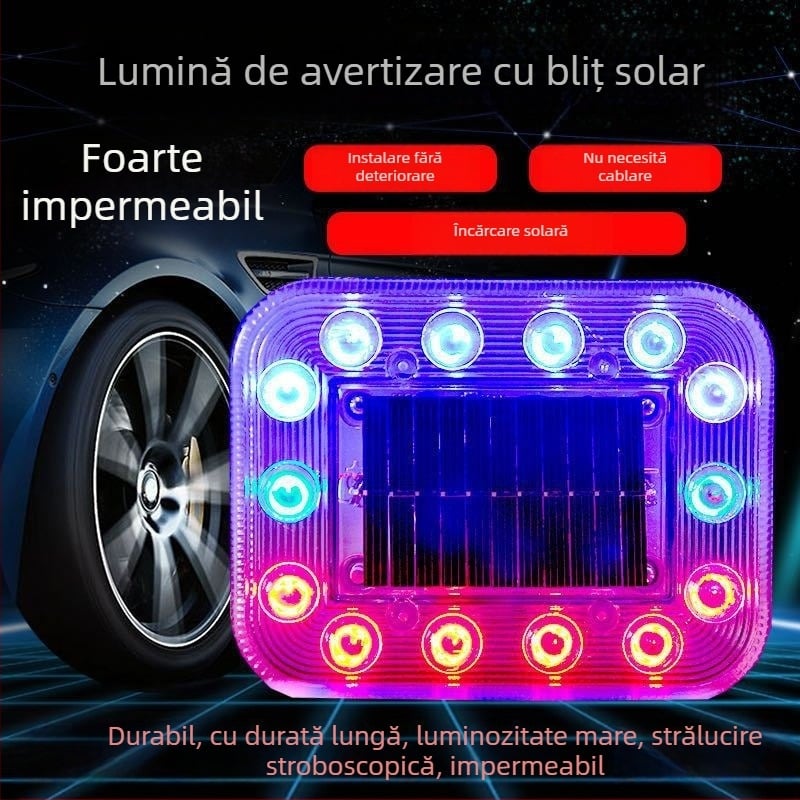Lampa solară de avertizare pentru mașini și camioane – montaj magnetic robust, impermeabilă, strob iluminat extrem de strălucitor și indicator de lățime