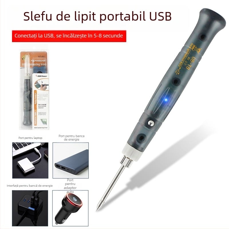 Bailiwick Mini USB Fier de lipit | 5V, 8W, Manual, Pentru lipit