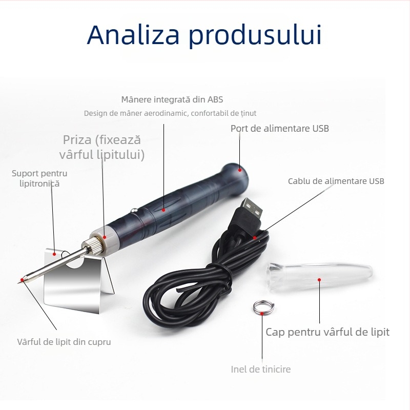 Bailiwick Mini USB Fier de lipit | 5V, 8W, Manual, Pentru lipit