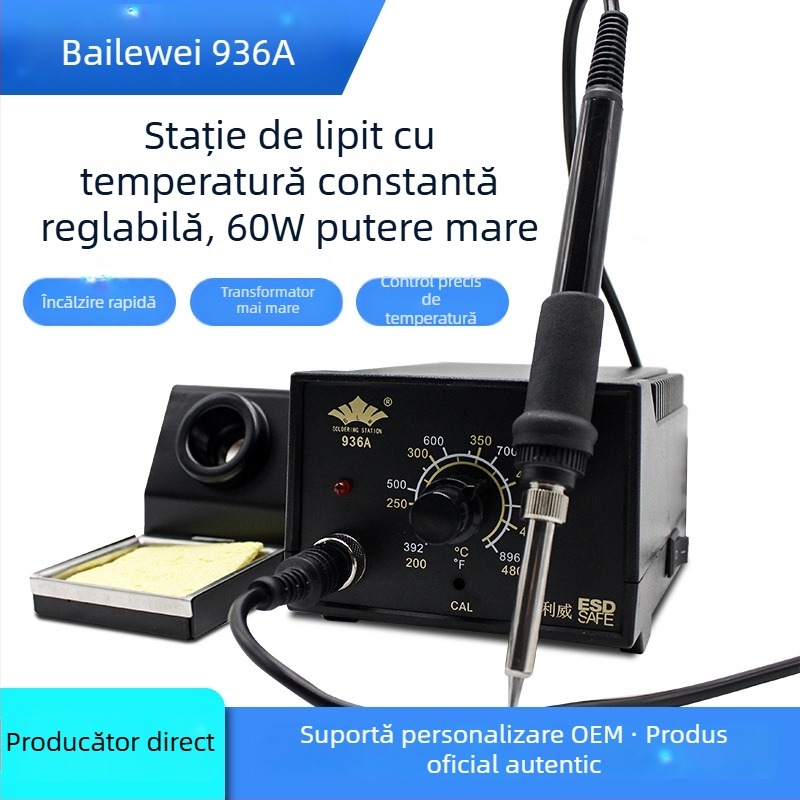 936A Stație de lipire cu temperatură constantă – temperatură reglabilă, clasă industrială, 220V, 2,8 kg