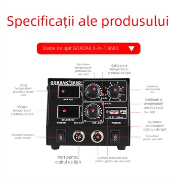 Stație de lipire cu aer cald Gordak 868D – sudare electronice, greutate 2.92