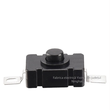 Comutator mic cu buton auto-blocant (24V, IP20, 2000 cicluri electrice, 2000 cicluri mecanice, conectare cu pini tip tab)