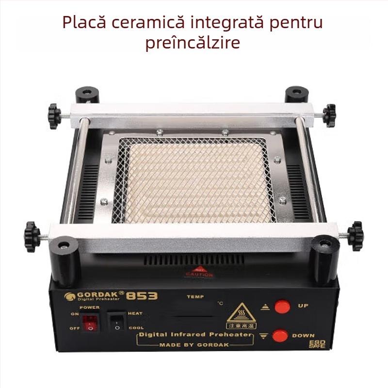 Platformă Goody de preîncălzire pentru reparații BGA – model 853, până la 500°C, afișaj digital, încălzire cu infraroșu