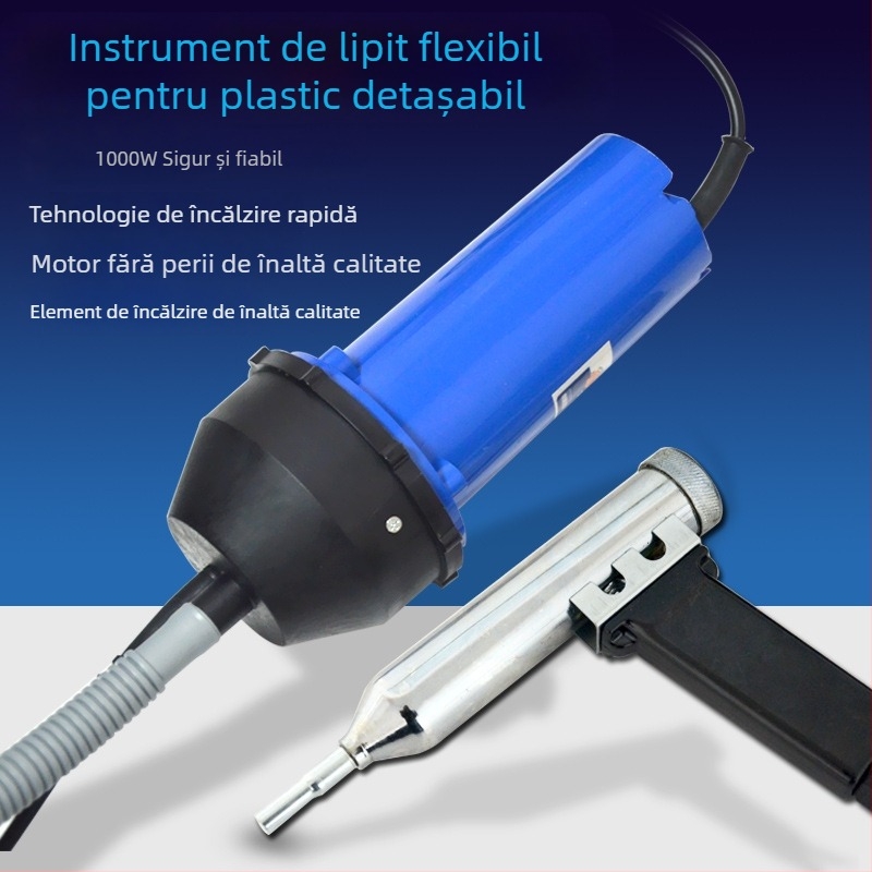 Pistol de aer cald cu reglaj de temperatură pentru sudură plastic, 1000W, 220V, protecție la supraîncălzire