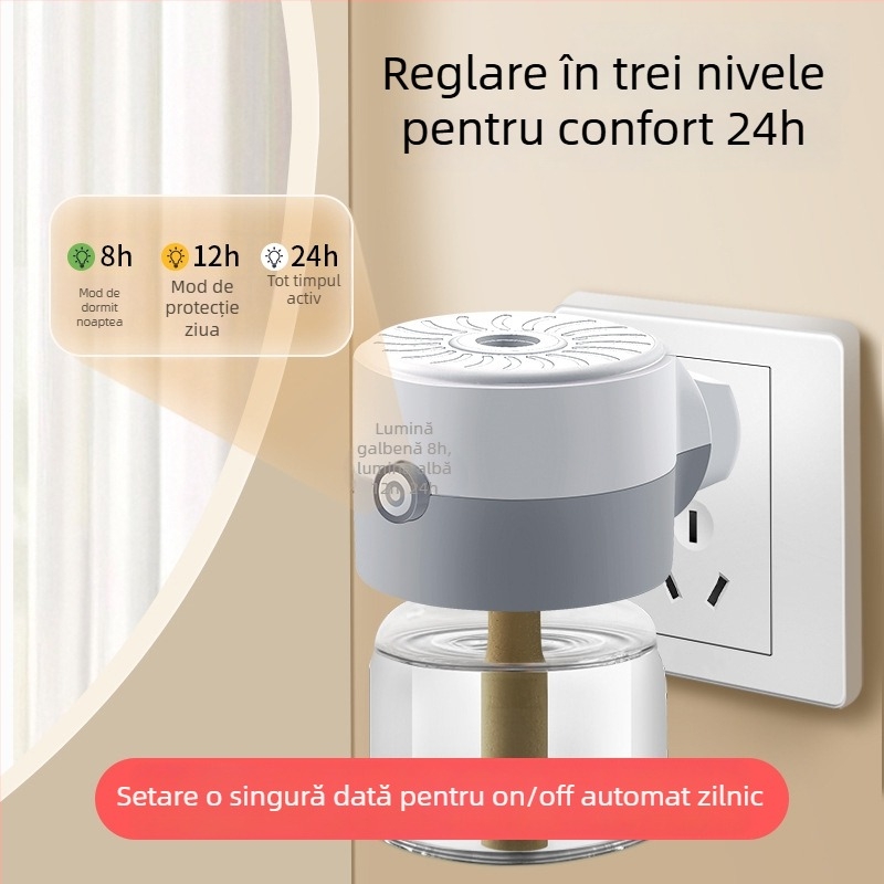 Încălzitor electric pentru lichid repelent împotriva țânțarilor, cu temporizator și temperatură constantă, siguranță anti-arzire — Cat Neighbor, Formă solidă, Specificația A, Fără parfum, Fără toxine