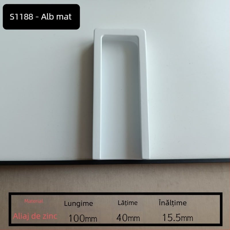 Mână de ușă pentru dulap, din aliaj de zinc, model S1188, stil modern minimalist, finisaj vopsit