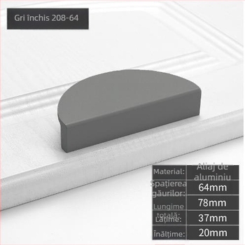 Mâneri semisferici pentru uși, aliaj de aluminiu, finisaj prin pulverizare, model 208, stil modern minimalist