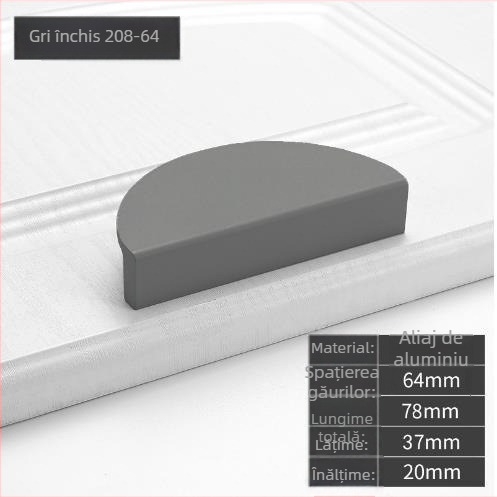 Mâneri semisferici pentru uși, aliaj de aluminiu, finisaj prin pulverizare, model 208, stil modern minimalist