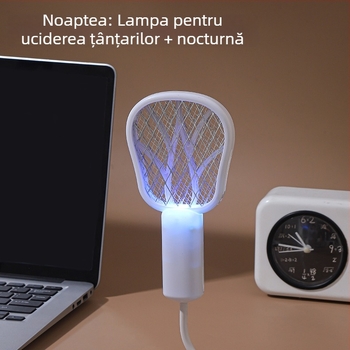 Dispozitiv electric pentru țânțari – mini 3-în-1, atracție automată, uz casnic, până la 10 m², iluminare LED, șoc electric manual