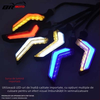 Lumina de semnalizare LED cu design aripă de înger și efect de flux pentru motociclete și vehicule electrice, 12V, universal BR-52