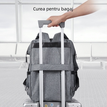 Geantă pentru mamă - rucsac, poliester, impermeabil, separare uscat-ud, încărcare maximă 15–20 kg, dimensiuni 42×27×8 cm