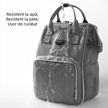 Geantă pentru mamă - rucsac, poliester, impermeabil, separare uscat-ud, încărcare maximă 15–20 kg, dimensiuni 42×27×8 cm