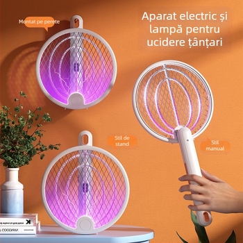 Aparat electric pliabil pentru țânțari cu baterie încorporată și LED pentru uz interior, reîncărcabil, ucide țânțarii prin șoc electric, potrivit pentru spații de peste 61 m²