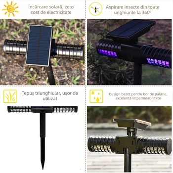 Lampa electrică pentru combaterea țânțarilor cu LED, exterior impermeabil, baterie încorporată, acoperire 11–20 m², încărcare 5–8 ore