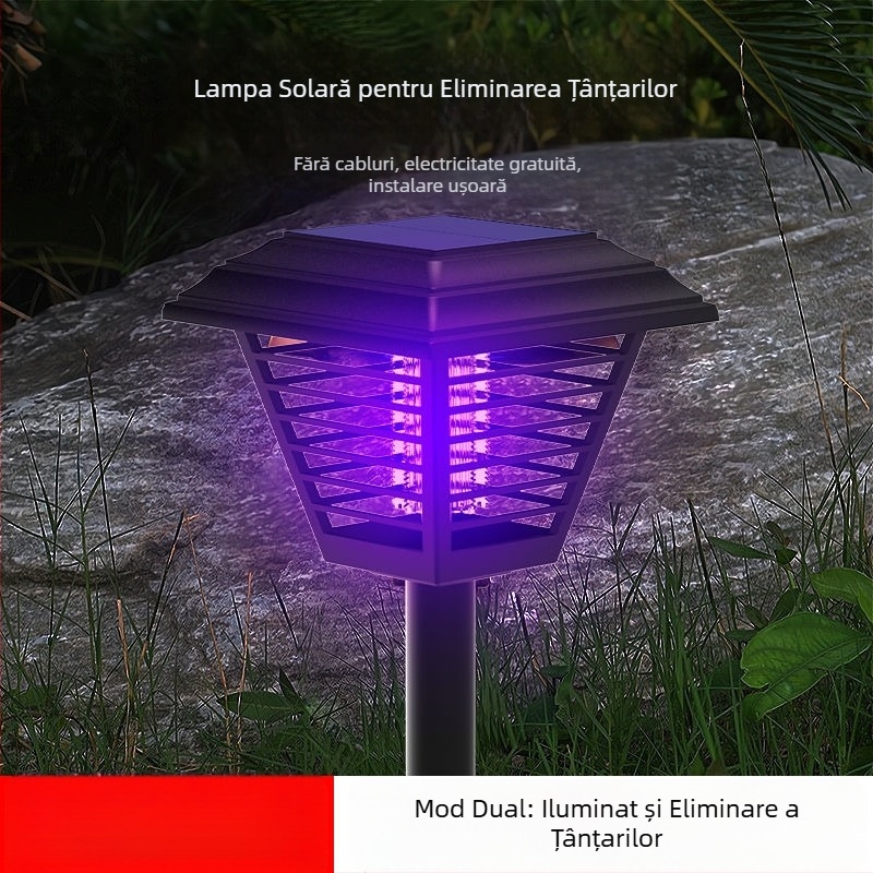 Lampă solară pentru omorârea țânțarilor, exterior pentru casă și grădină, acoperire 10 m², LED, carcasă ABS, netoxică, conectivitate inteligentă