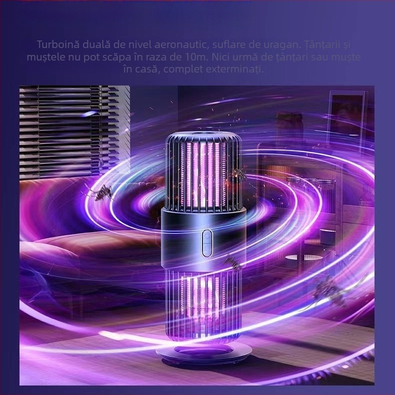Lampă de ucidere a țânțarilor cu baterie încorporată, capcană UV + șoc electric, funcționare silențioasă, interior până la 10 m², aromaterapie, baterie 1600–2000 mAh