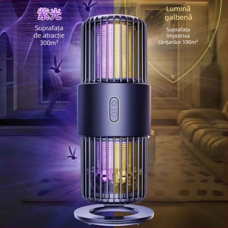 Lampă de ucidere a țânțarilor cu baterie încorporată, capcană UV + șoc electric, funcționare silențioasă, interior până la 10 m², aromaterapie, baterie 1600–2000 mAh