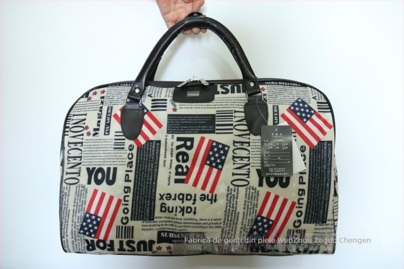 Geantă pliabilă impermeabilă pentru afaceri, nailon, respirabilă, rezistență la uzură, model geometric, curea de umăr, model 401