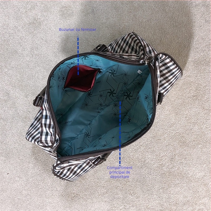 Geantă pliabilă impermeabilă pentru afaceri, nailon, respirabilă, rezistență la uzură, model geometric, curea de umăr, model 401