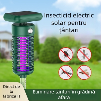 Lampa solară de exterior pentru omorârea țânțarilor, cu priză UV, șoc electric 2000V, acoperire până la 100 m²