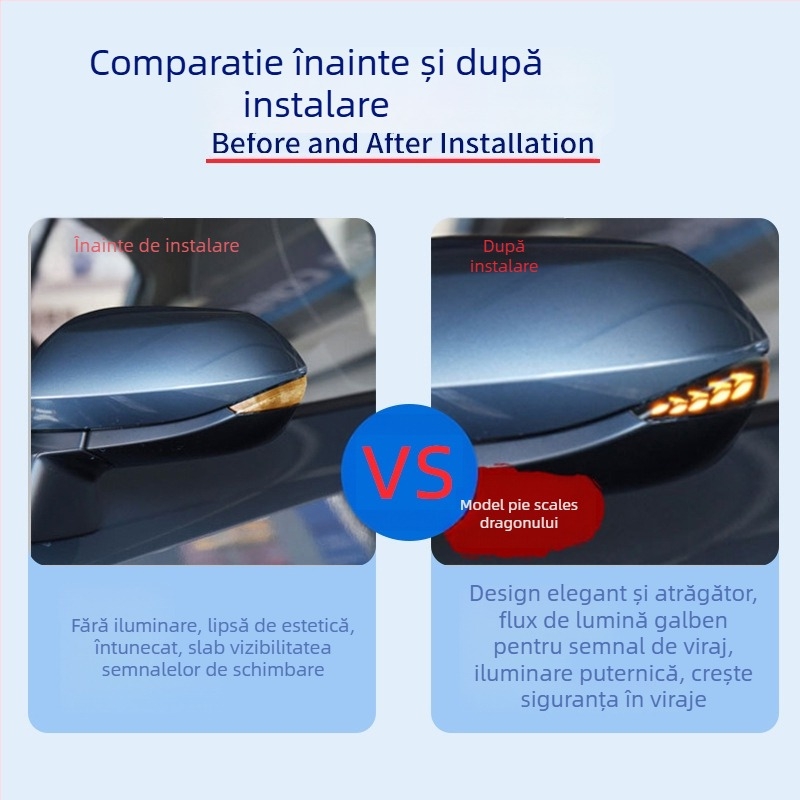 Lumini LED dinamice pentru oglinda retrovizoare, model Jsh0026, 5W, 12V, 3600K, compatibil Toyota