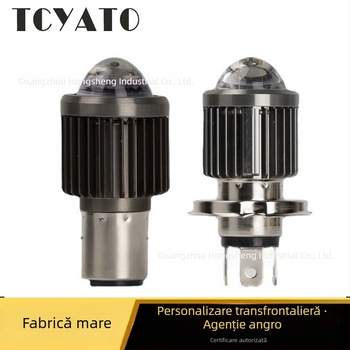 TCYATO Far anterior LED pentru motocicletă și vehicul electric, iluminare dublă galbenă și albă cu lentilă, 3570 LED-uri, Carcasă din aluminiu, 12V, IP68, 20W