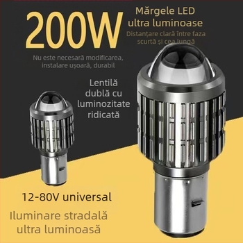 TCYATO Far anterior LED pentru motocicletă și vehicul electric, iluminare dublă galbenă și albă cu lentilă, 3570 LED-uri, Carcasă din aluminiu, 12V, IP68, 20W