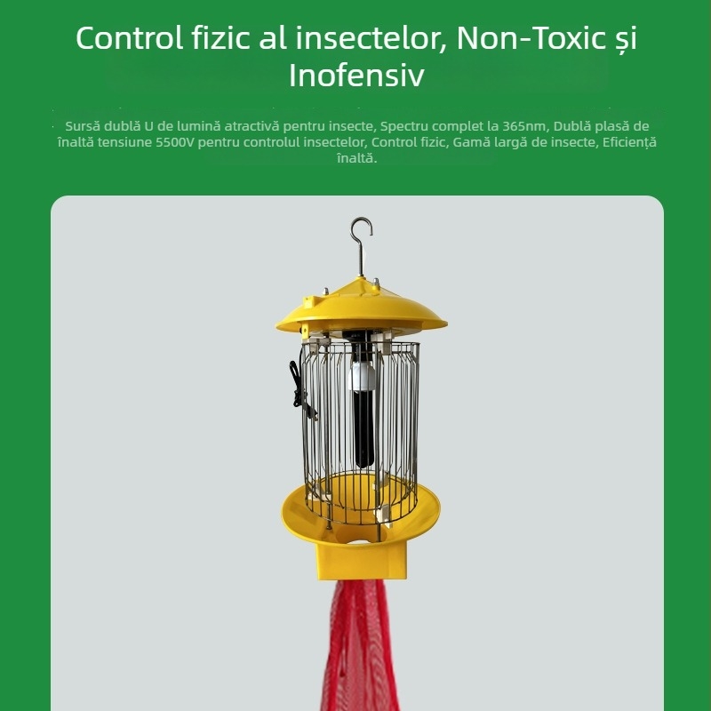 Lampa electrică anti țânțari HSC-1A, alimentată la curent alternativ, cu șoc electric, capcană cu lumină UV-A mov, pentru exterior