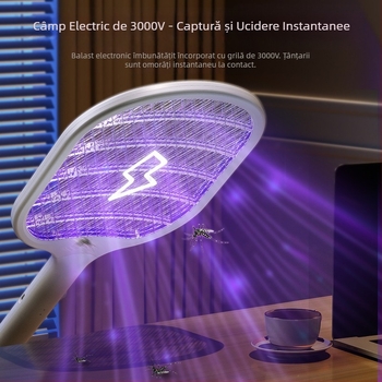 USB reîncărcabil pentru țânțari, cu LED, acoperire 11-20 m2, baterie încorporată 501-800 mAh, captare prin lumină + șoc electric