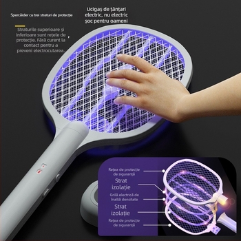 USB reîncărcabil pentru țânțari, cu LED, acoperire 11-20 m2, baterie încorporată 501-800 mAh, captare prin lumină + șoc electric