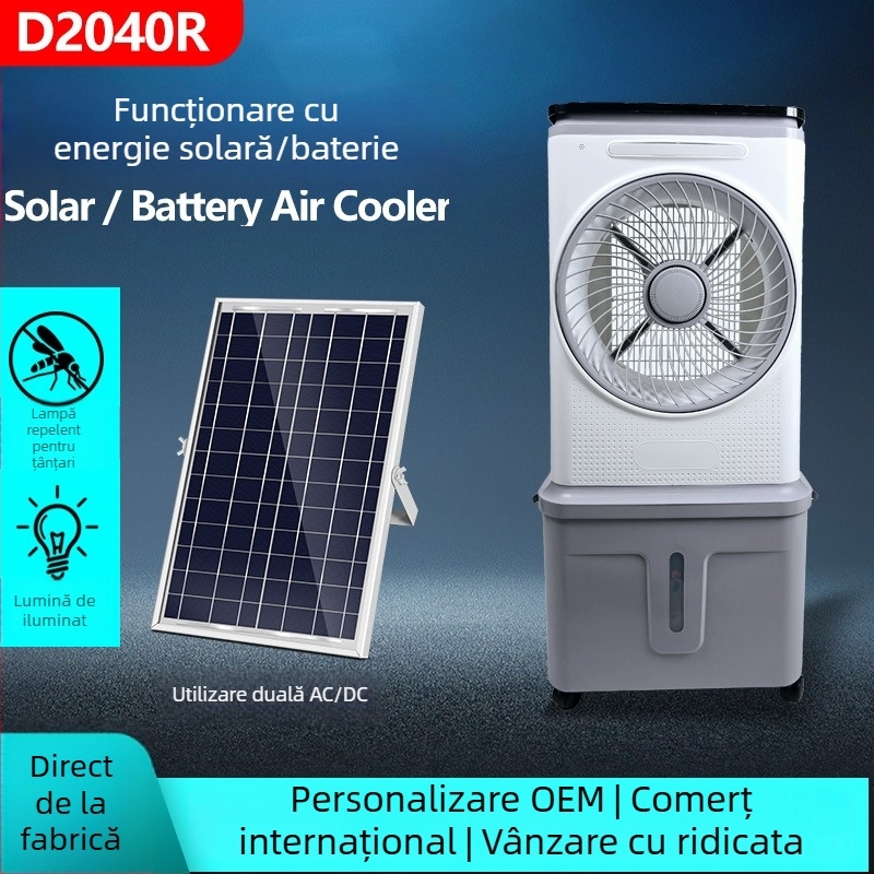 Răcitor portabil cu baterie Li-ion 1500mAh, solar, AC/DC, lampă LED pentru omorârea țânțarilor, funcționare silențioasă, telecomandă, interior/exterior, model 9030-R