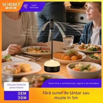 Ventilator anti ţânţari, cu design pliabil şi posibilitate de agăţare – pentru interior/exterior, acoperire 5–10 m², baterie Li‑ion 1200–1500mAh, autonomie 8–12 ore, model 1333b