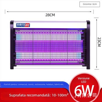Lampă ucigașă de țânțari și muște, LED, montată pe perete, interior, 6W, 220V, pentru restaurante, hoteluri și magazine