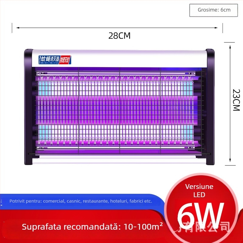 Lampă ucigașă de țânțari și muște, LED, montată pe perete, interior, 6W, 220V, pentru restaurante, hoteluri și magazine