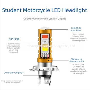 Far LED pentru motocicletă cu COB, 15W, 8-80V, 720 lm, IP65