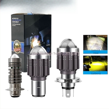 Far LED frontal pentru motociclete și vehicule electrice, cu lentilă, iluminare duală, carcasă din aluminiu, 12-80V, IP65