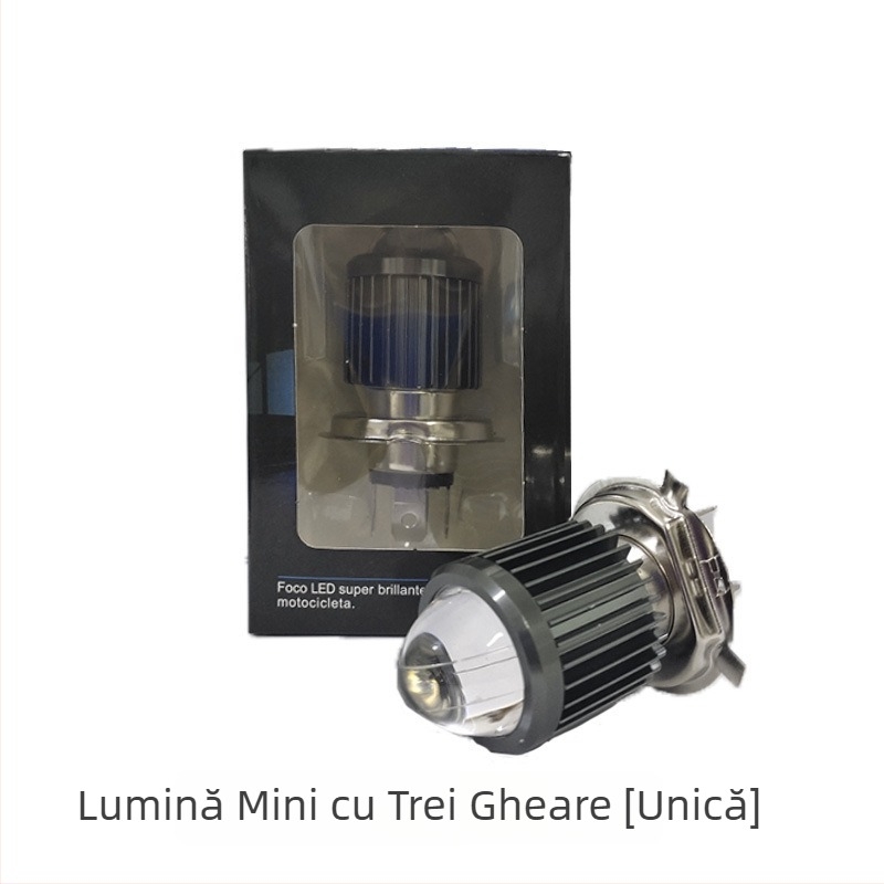 Far LED frontal pentru motociclete și vehicule electrice, cu lentilă, iluminare duală, carcasă din aluminiu, 12-80V, IP65