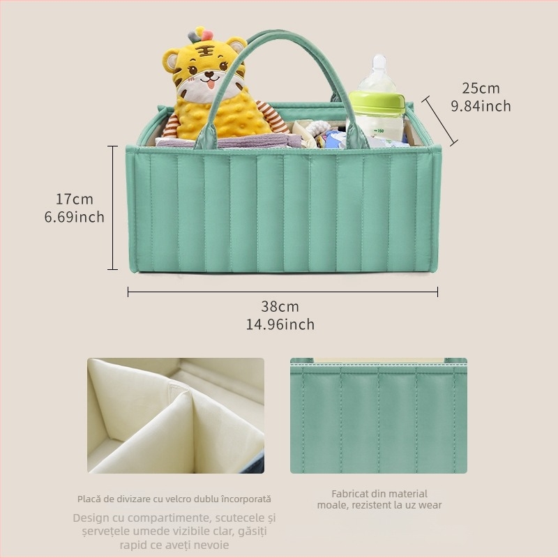 Geantă de depozitare a scutecelor, din bumbac, stil urban simplu, impermeabilă, pentru folosire acasă